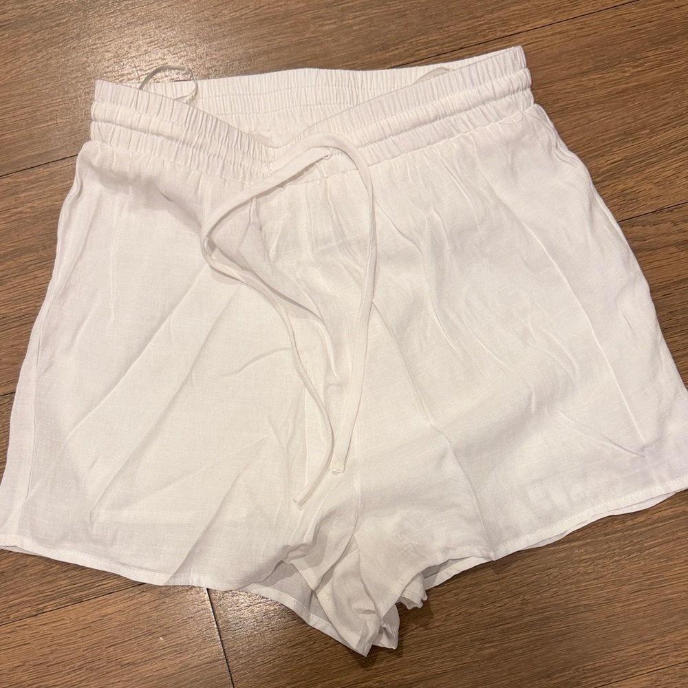 White Lightweight Drawstring Shorts
